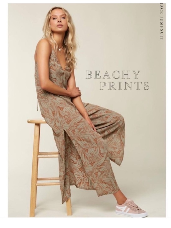 O'Neill Pants - O’Neill Jace Leaf Print Wide Leg Jumpsuit Boho Tropical